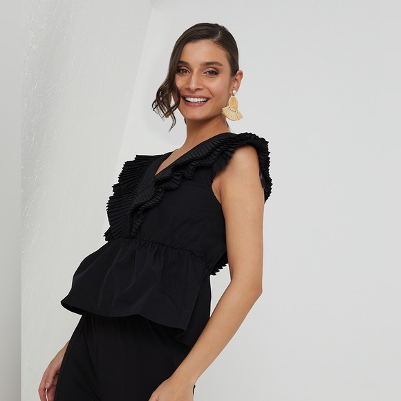 Carmella Ruffle V-Neck Top - Picture 2 of 6